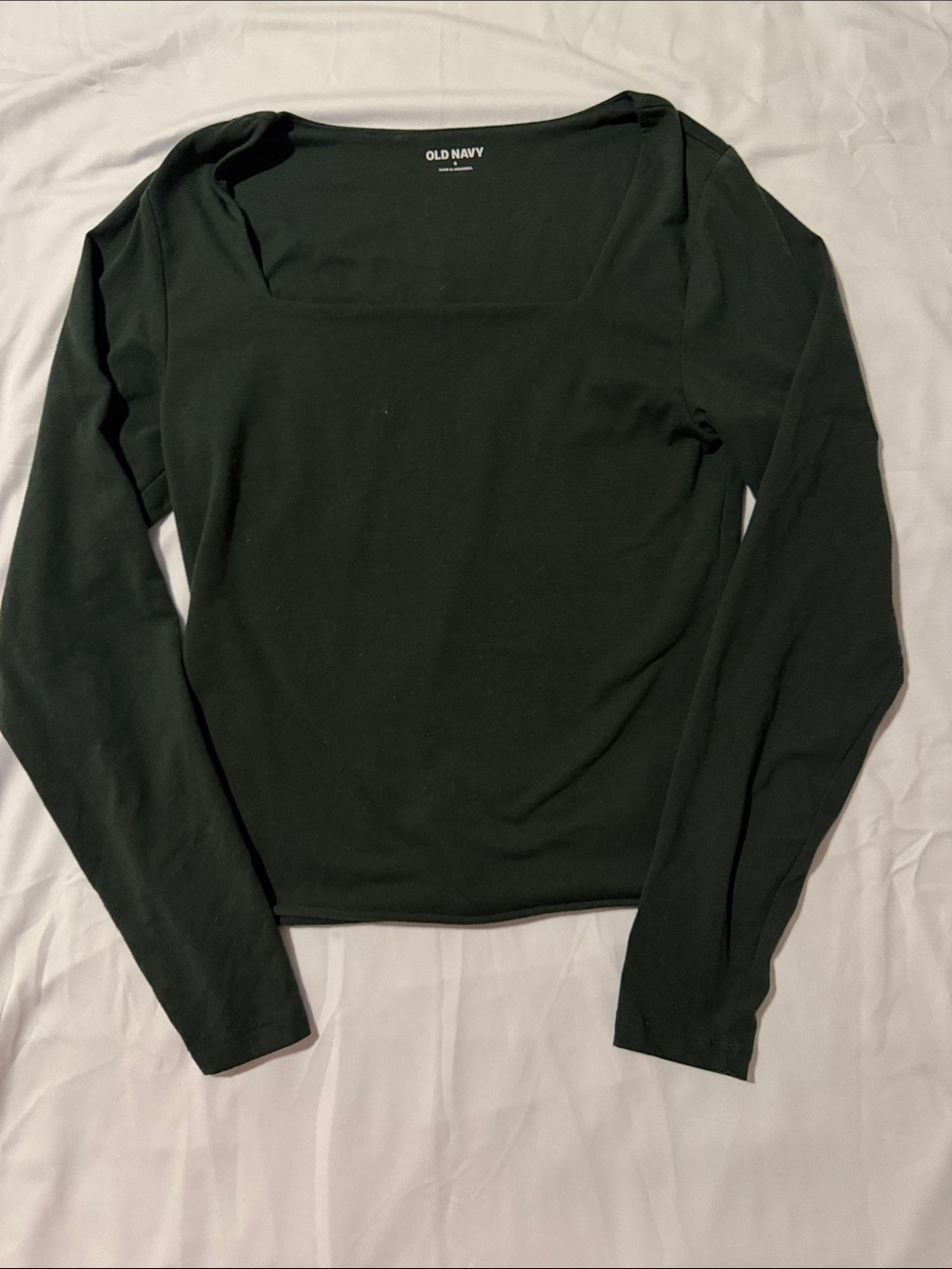 Old Navy Dark Green Long Sleeve Square-Neck Top